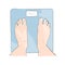 Feet on weighing scale. Vector illustration