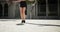Feet, woman and skipping in city for fitness, health or training in summer, body transformation or street. Girl, road or