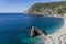 Fegina beach illuminated by morning light, Monterosso al Mare, Cinque Terre, Liguria, Italy