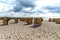 FEHMARN, GERMANY - Sep 05, 2019: View towards the Baltic Sea with beach chairs on Fehmarn