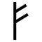 Fehu rune F symbol feoff own wealth icon black color vector illustration flat style image