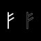 Fehu rune F symbol feoff own wealth icon set white color illustration flat style simple image