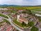 Feldioara city and fortified church near Brasov, Transilvania, R