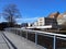 Feldkirch, Austria, February 26, 2019 Bridge over the Ill river in the center