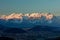 Feldkirch, Rhine valley, Austria - sunrise over Rhine valley with snowy peaks of Apenzell Alps