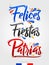 Felices Fiestas Patrias, Happy National Holidays spanish text, Chilean theme patriotic celebration.