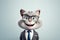 Feline CEO: A 3D-Rendered Cat\\\'s Stylish Path to Business Attire on Light Grey Background