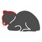 Feline distemper solid icon, Diseases of pets concept, Distemper of cat sign on white background, Feline plague icon in