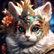 Feline Elegance: 3D Rendered Portrait of a Cat in a Richly Decorated Masquerade Mask, Exuding High Detail and Elegance