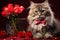 Feline elegance cat exudes sophistication in a Valentines Day setting