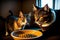 A Feline Feast Mesmerizing Capture of Cat Bowls.AI Generated