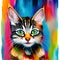 Feline Fiery Brushstrokes - Vibrant Oil Painting of a Cat