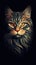 Feline in Focus: Dark Bokeh Background.