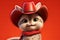 Feline on the Frontier: 3D-Generated Cat Rides into Cowboy Glory on Red Golden Gradient Background