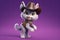 Feline on the Frontier: 3D-Generated Cat Rides into Cowboy Glory on Violett Gradient Background