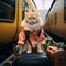 Feline getaway Funny cat embarks on a whimsical travel adventure