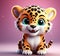 Feline Grace: 3D Illustration of a Cute Jaguar