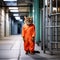 Feline Penitentiary Chic: A High Detail, High-Resolution Rendering of a Havana Brown Cat Sporting an Inmate Orange Jumpsuit Outfit