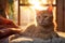 Feline Perfection: The Adorable Orange Tabby Sitting Pretty on the Floor