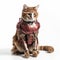 Feline Superhero: Cat in Iron Man Mark XLVI Armor on White Background. Perfect for Invitations and Posters.
