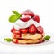 Felinecore-inspired Strawberry Shortcake On White Background