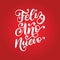 Feliz Ano Nuevo, handwritten phrase, translated from Spanish Happy New Year. Vector calligraphy illustration.