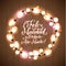 Feliz Navidad y Prospero Ano Nuevo. Merry Christmas and Happy New Year. Spanish Glowing Christmas White Lights Wreath for Xmas Hol