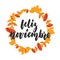 Feliz noviembre - happy november in spanish, hand drawn latin autumn month