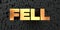 Fell - Gold text on black background - 3D rendered royalty free stock picture