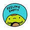 Felling emty hand drawn vector illustration sticker pin patch sad avocado