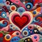 Felt art patchwork, valentine\\\'s day concept, Generative AI