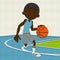 Felt Basketball Player Dribbling On Court