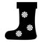 Felt boot with snowflake icon, simple style