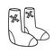 Felt boots in the style of Doodle. Winter warm shoes. Valenki hand-drawn vector illustration