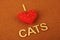 Felt heart with the words i Love Cats