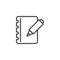 Felt pen and notebook page line icon