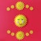 Felt Toy Smiling Sun Flat Lay with Red Background