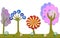 Felt trees and flowers background