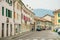 Feltre, Italy - nov, 2021 Street view of the Feltre town in the province of Belluno in Veneto, northern Italy