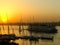 Felucca boats at the harbor at sunset, Luxor