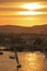 Felucca boats sailing on the Nile river at sunset, Aswan