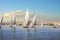 Felucca and motor boats  on Nile river, Egypt