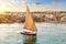 Felucca on the Nile near the banks of Aswan, Egypt