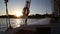 Felucca sailing down the Nile at sunset