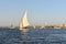 Feluccas sailing on the Nile River in Egypt