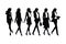 Female accountant and office employee silhouette set vector. Businesswomen silhouette bundle standing in different positions.