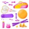 Female aerobics gear flat color vector objects set