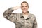 Female airman saluting