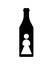 Female alcoholism sign. Girl and alcohol bottle icon. Concept illustration of logo woman and wine. Incurable disease for women