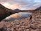 Female alpinist in the Sierra Nevada at sunset